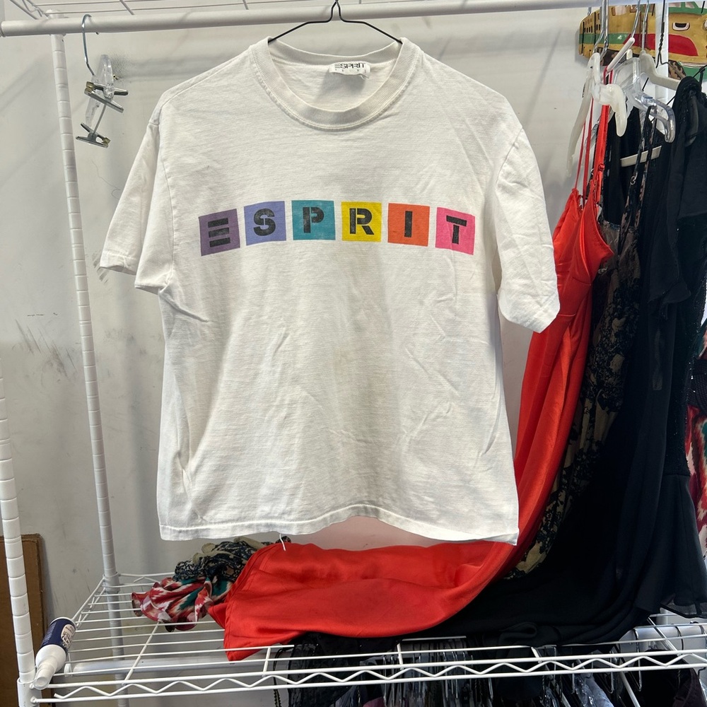 Esprit White Tee with Multicolor Block Letters - Picture 2 of 3